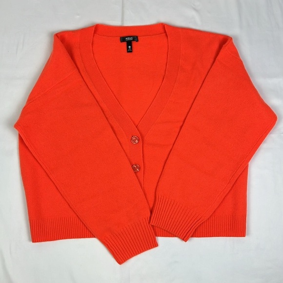 AQUA Cashmere New Women’s XXL Button Up V-Neck Cardigan Exclusive In Orangesicle - Picture 8 of 8